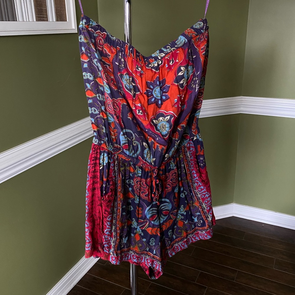 Very colorful strapless romper